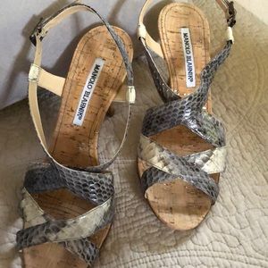Gray snakeskin sandal